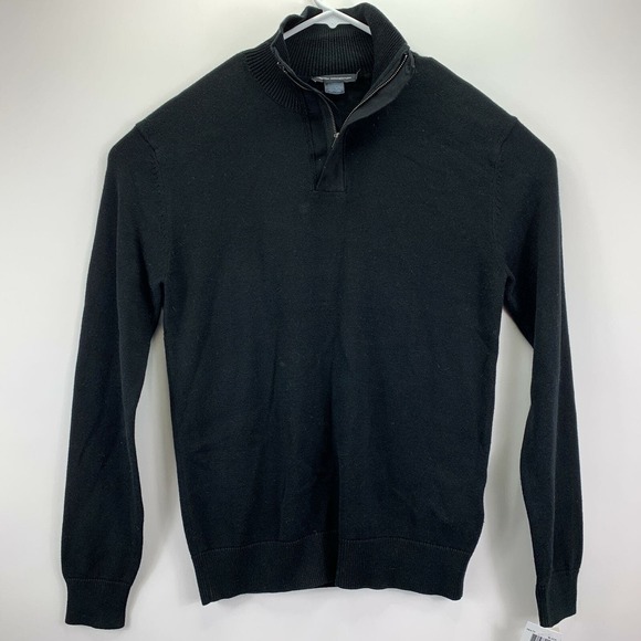French Connection Mens 1/4-Zip Cotton Pullover Sweater Black S - Picture 1 of 4